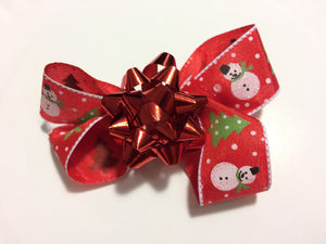 Red Snowman/Present Hair Bow